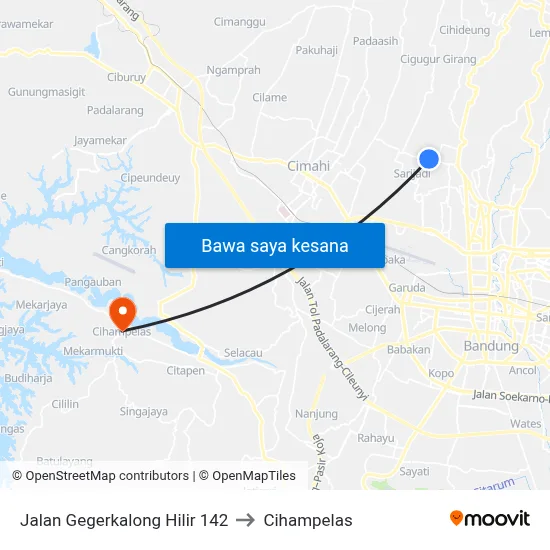 Jalan Gegerkalong Hilir 142 to Cihampelas map
