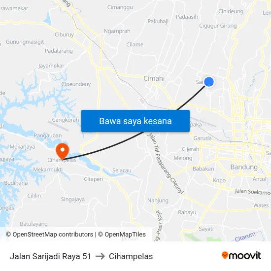 Jalan Sarijadi Raya 51 to Cihampelas map