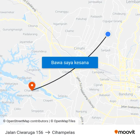 Jalan Ciwaruga 156 to Cihampelas map