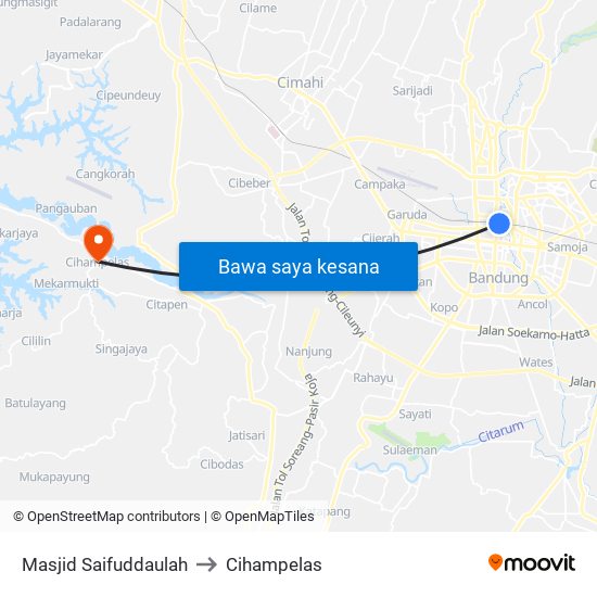 Masjid Saifuddaulah to Cihampelas map