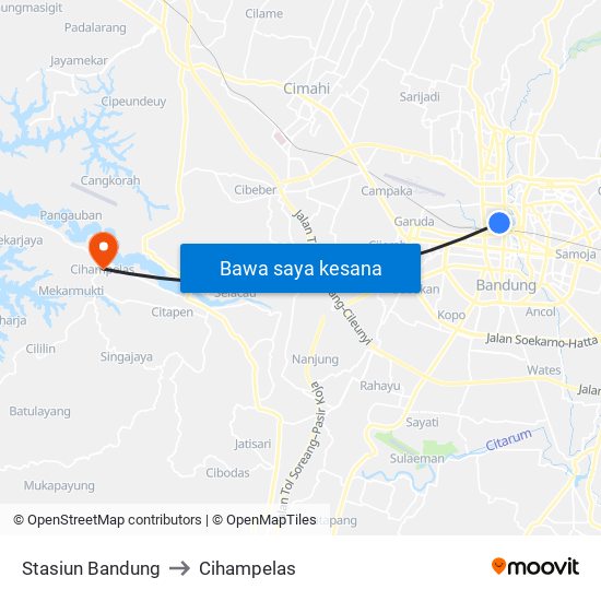 Stasiun Bandung to Cihampelas map