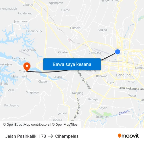 Jalan Pasirkaliki 178 to Cihampelas map