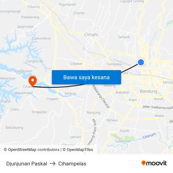 Djunjunan Paskal to Cihampelas map
