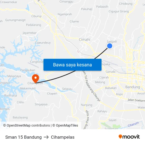 Sman 15 Bandung to Cihampelas map