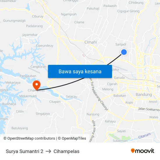 Surya Sumantri 2 to Cihampelas map
