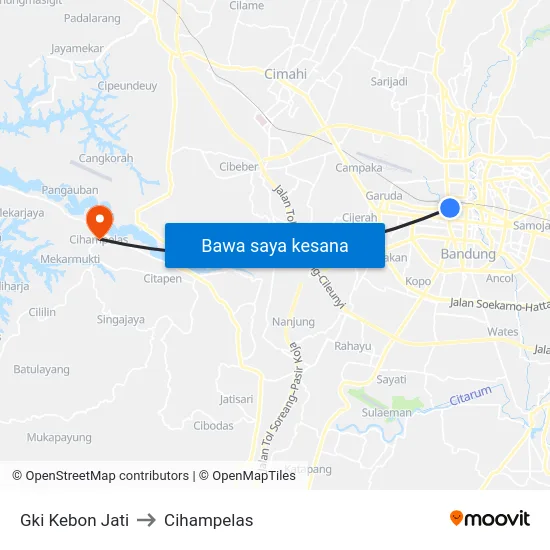 Gki Kebon Jati to Cihampelas map