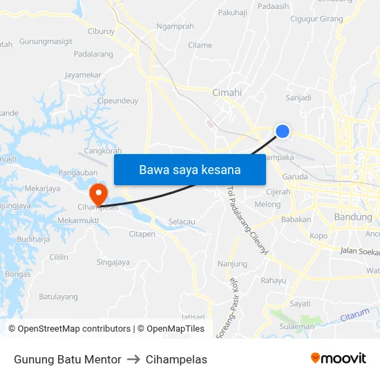 Gunung Batu Mentor to Cihampelas map