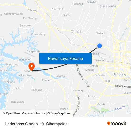 Underpass Cibogo to Cihampelas map