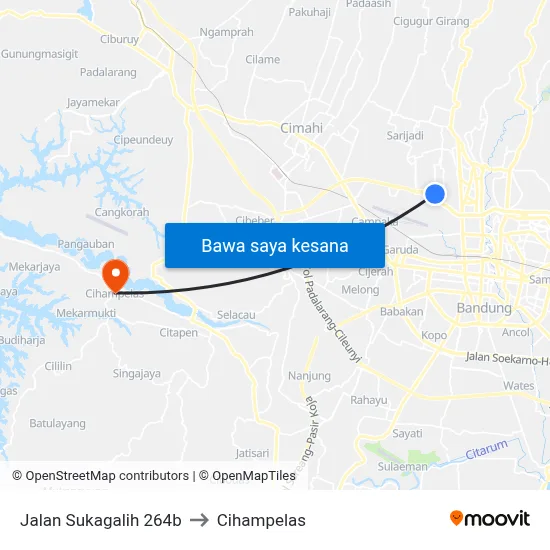 Jalan Sukagalih 264b to Cihampelas map