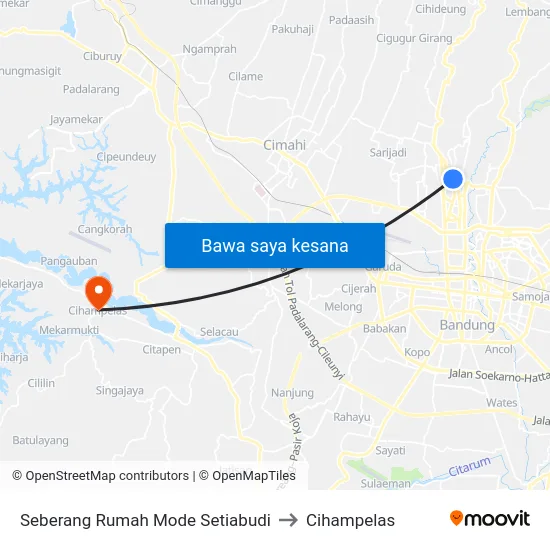 Seberang Rumah Mode Setiabudi to Cihampelas map