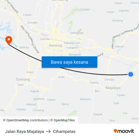 Jalan Raya Majalaya to Cihampelas map