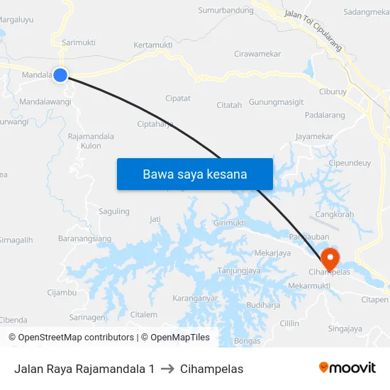 Jalan Raya Rajamandala 1 to Cihampelas map