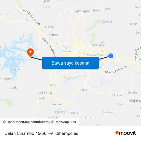 Jalan Cinambo 46-56 to Cihampelas map