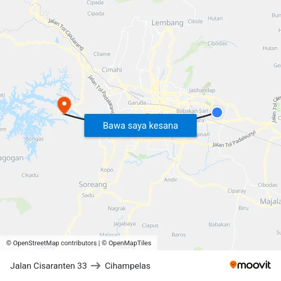 Jalan Cisaranten 33 to Cihampelas map