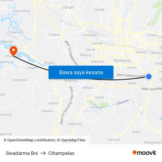 Swadarma Bni to Cihampelas map