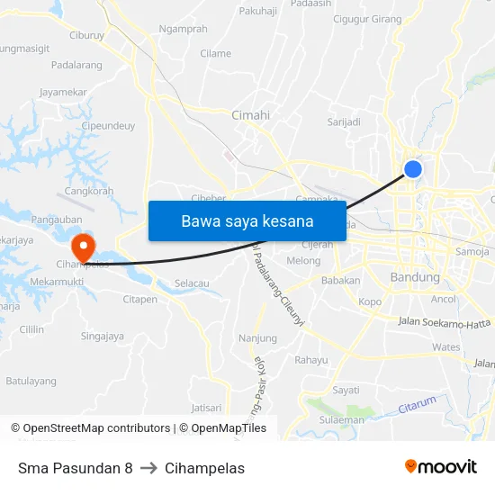 Sma Pasundan 8 to Cihampelas map