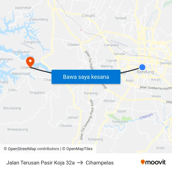 Jalan Terusan Pasir Koja 32a to Cihampelas map