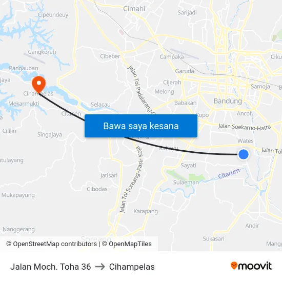 Jalan Moch. Toha 36 to Cihampelas map