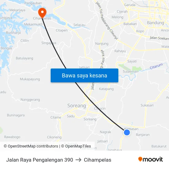 Jalan Raya Pengalengan 390 to Cihampelas map