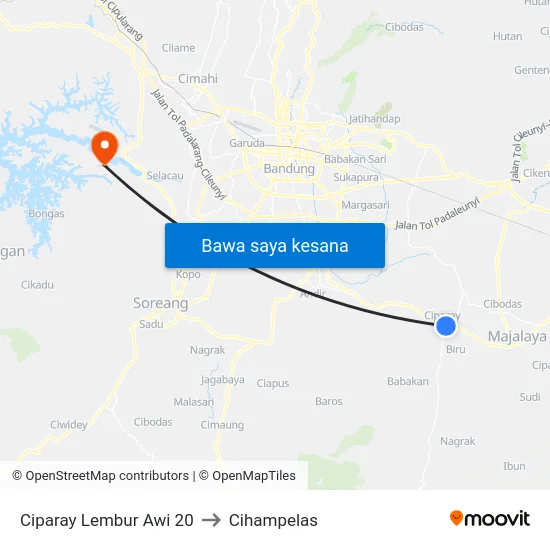 Ciparay Lembur Awi 20 to Cihampelas map