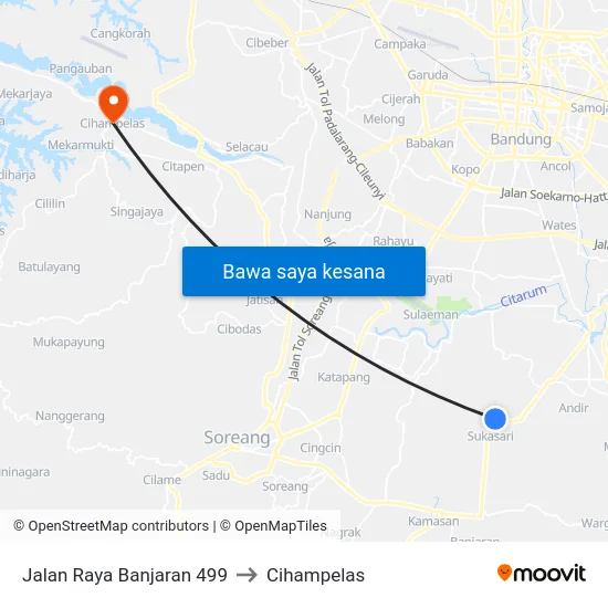 Jalan Raya Banjaran 499 to Cihampelas map