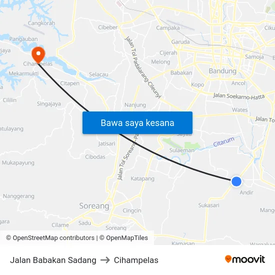 Jalan Babakan Sadang to Cihampelas map