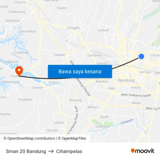 Sman 20 Bandung to Cihampelas map