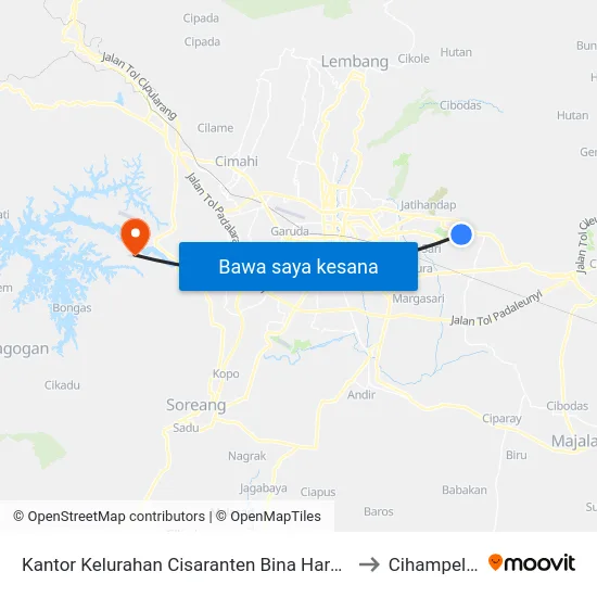 Kantor Kelurahan Cisaranten Bina Harapan to Cihampelas map