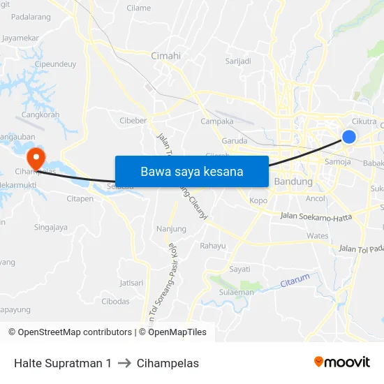 Halte Supratman 1 to Cihampelas map