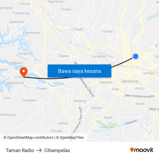Taman Radio to Cihampelas map