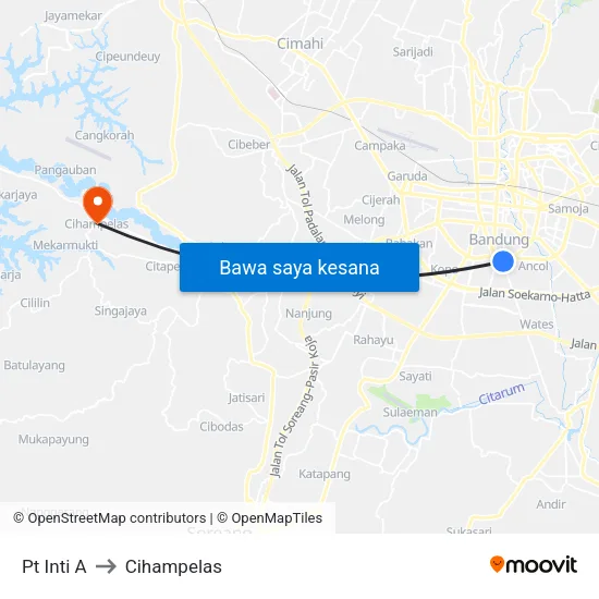 Pt Inti A to Cihampelas map