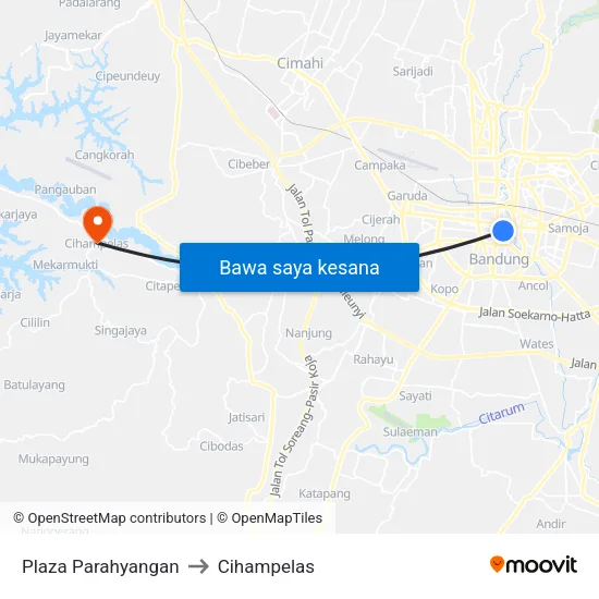 Plaza Parahyangan to Cihampelas map