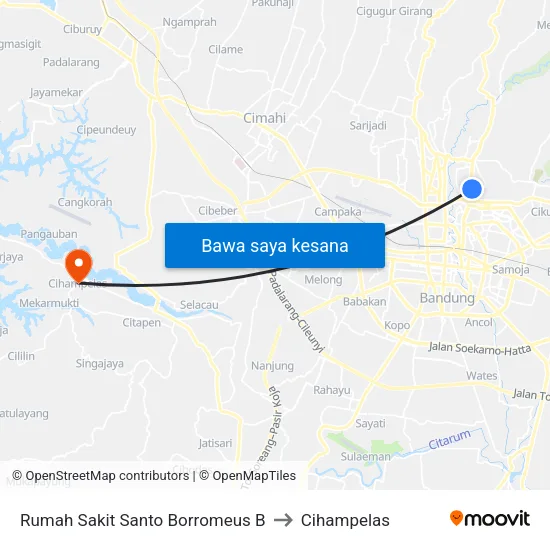 Rumah Sakit Santo Borromeus B to Cihampelas map
