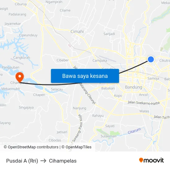 Pusdai A (Rri) to Cihampelas map