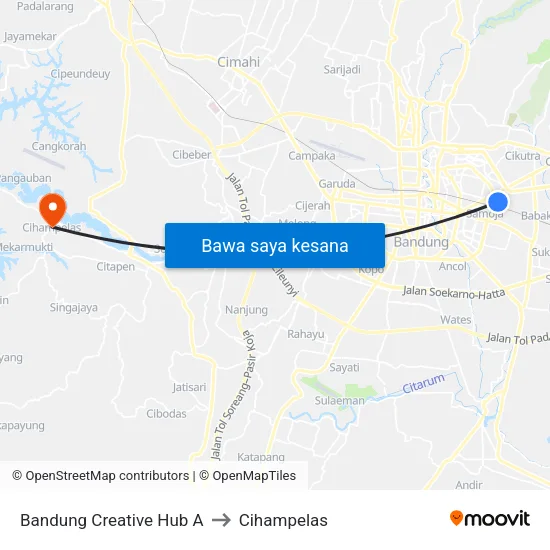 Bandung Creative Hub A to Cihampelas map
