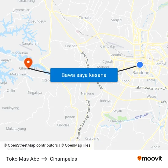 Toko Mas Abc to Cihampelas map