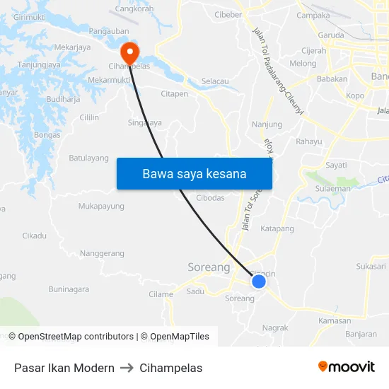 Pasar Ikan Modern to Cihampelas map