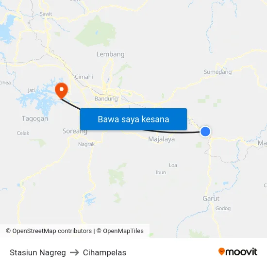 Stasiun Nagreg to Cihampelas map