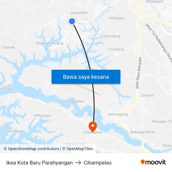 Ikea Kota Baru Parahyangan to Cihampelas map