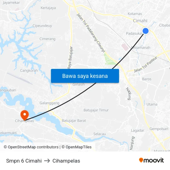Smpn 6 Cimahi to Cihampelas map