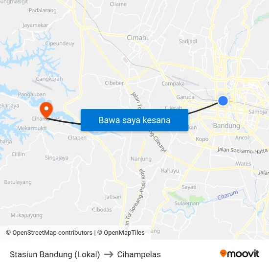 Stasiun Bandung (Lokal) to Cihampelas map