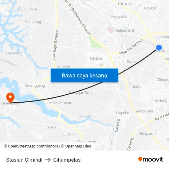 Stasiun Cimindi to Cihampelas map