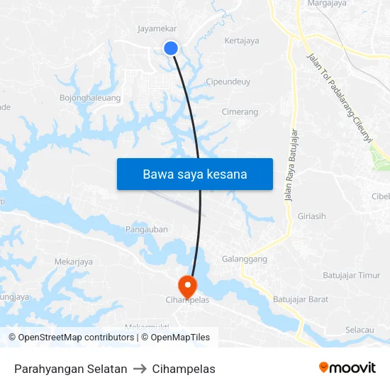 Parahyangan Selatan to Cihampelas map