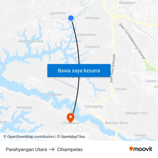 Parahyangan Utara to Cihampelas map
