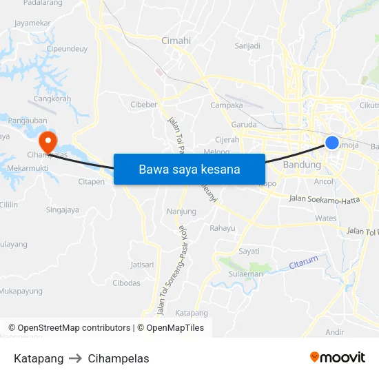 Katapang to Cihampelas map