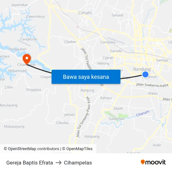 Gereja Baptis Efrata to Cihampelas map