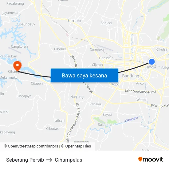 Seberang Persib to Cihampelas map