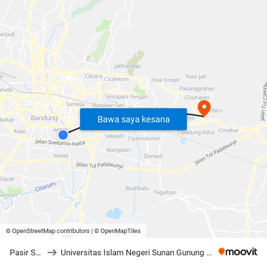 Pasir Salam to Universitas Islam Negeri Sunan Gunung Djati Bandung map