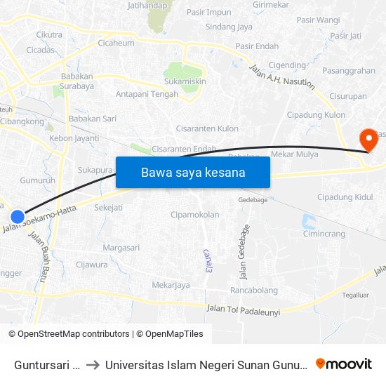 Guntursari Wetan to Universitas Islam Negeri Sunan Gunung Djati Bandung map