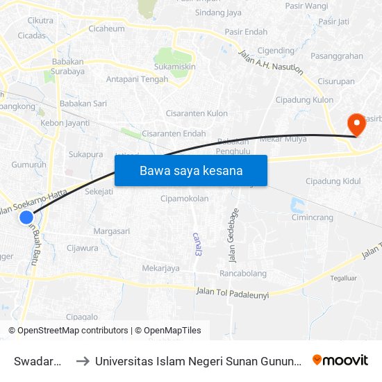 Swadarma Bni to Universitas Islam Negeri Sunan Gunung Djati Bandung map